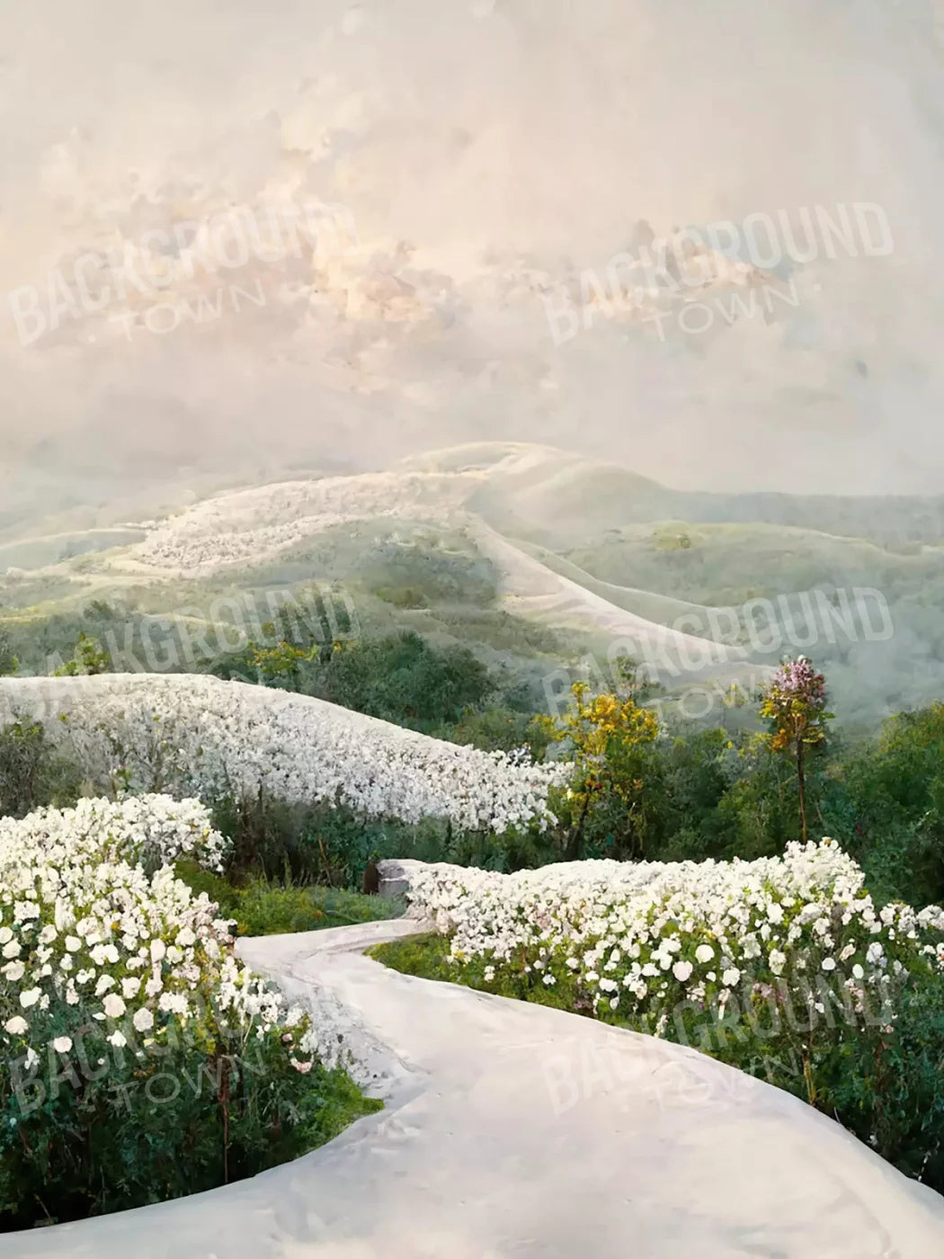 The Pathway In White 5X68 Fleece ( 60 X 80 Inch ) Backdrop