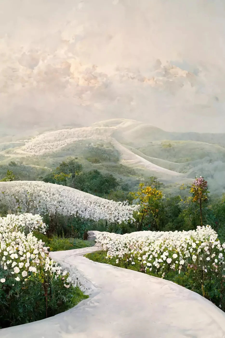 The Pathway In White 5X8 Ultracloth ( 60 X 96 Inch ) Backdrop