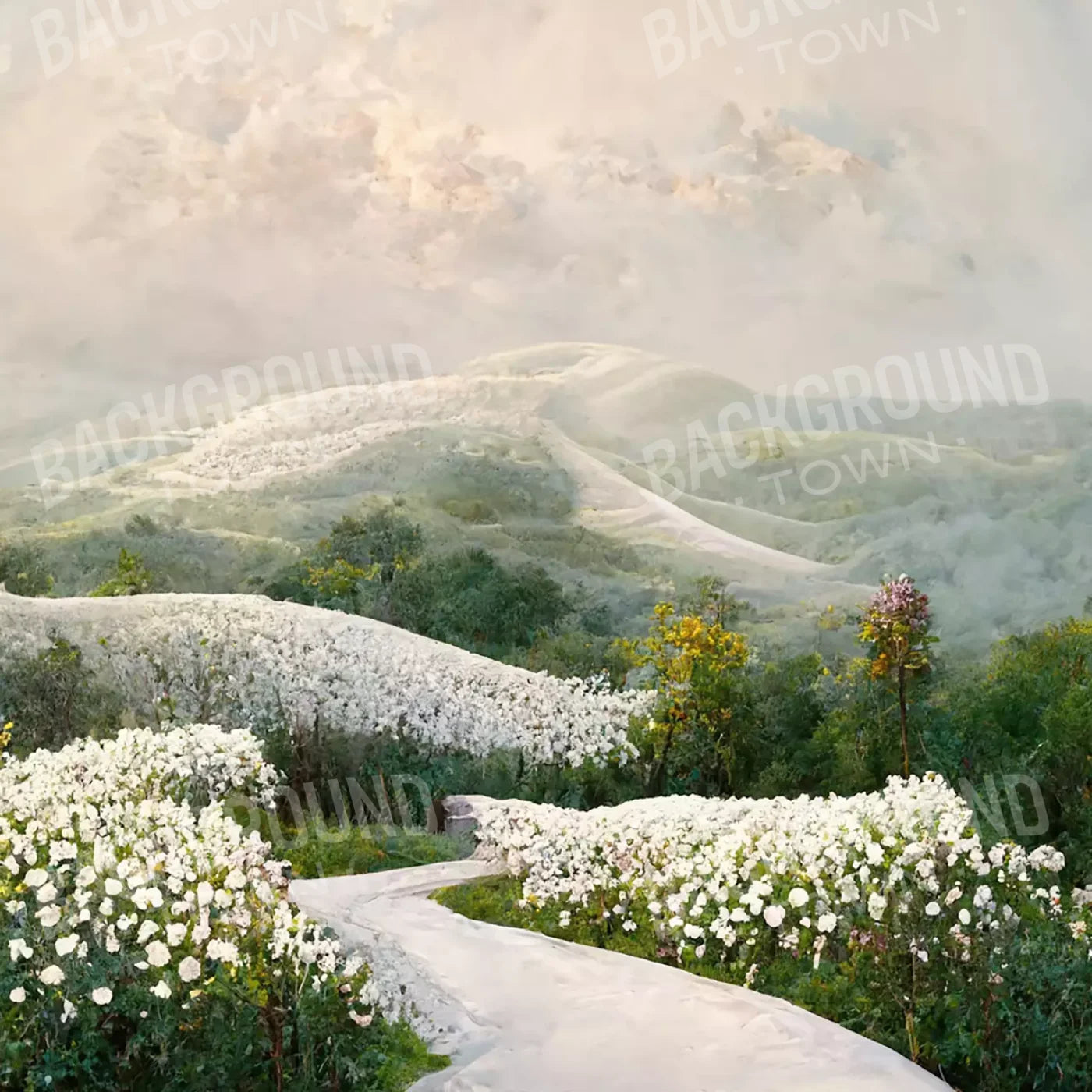 The Pathway In White 8’X8’ Fleece (96 X Inch) Backdrop