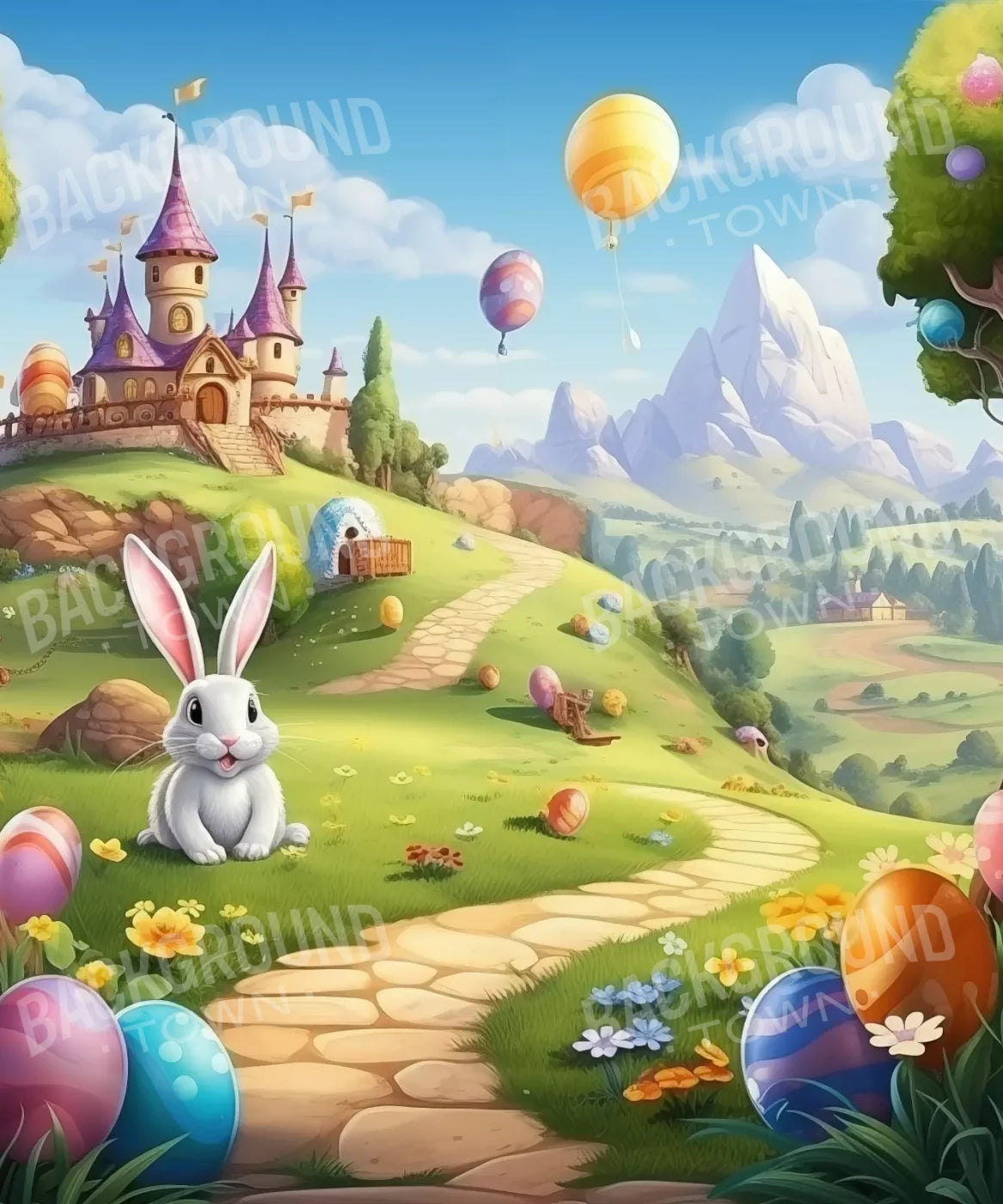 Thumper Easter Trail 10’X12’ Ultracloth (120 X 144 Inch) Backdrop