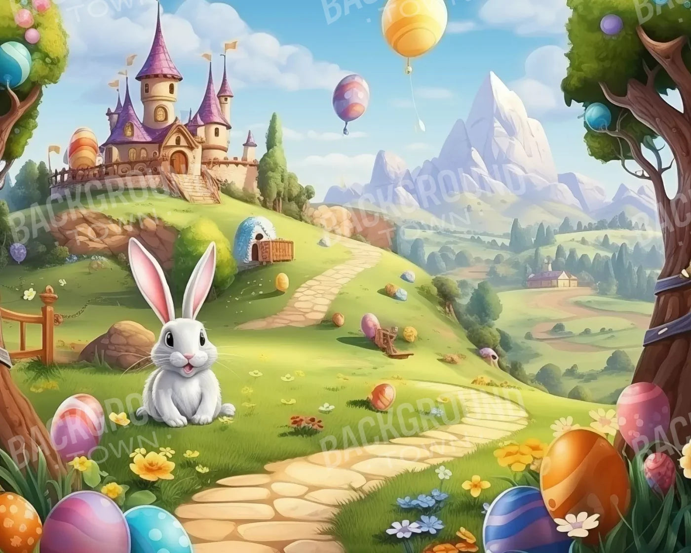 Thumper Easter Trail 10’X8’ Fleece (120 X 96 Inch) Backdrop