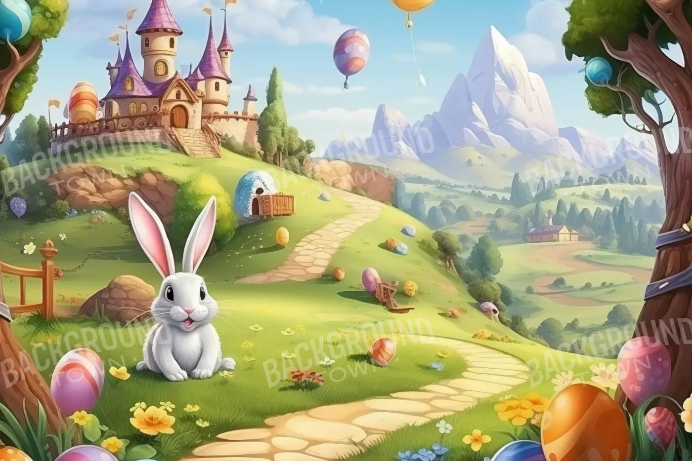 Thumper Easter Trail 12’X8’ Ultracloth (144 X 96 Inch) Backdrop