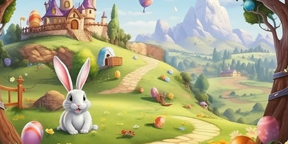 Thumper Easter Trail 20’X10’ Ultracloth (240 X 120 Inch) Backdrop