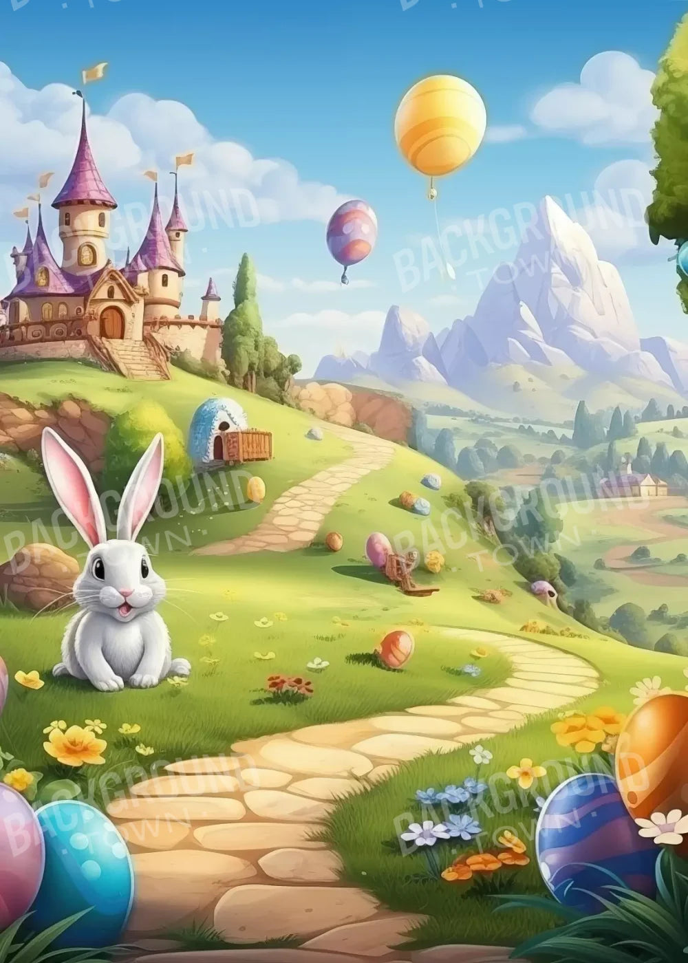 Thumper Easter Trail 5’X7’ Ultracloth (60 X 84 Inch) Backdrop