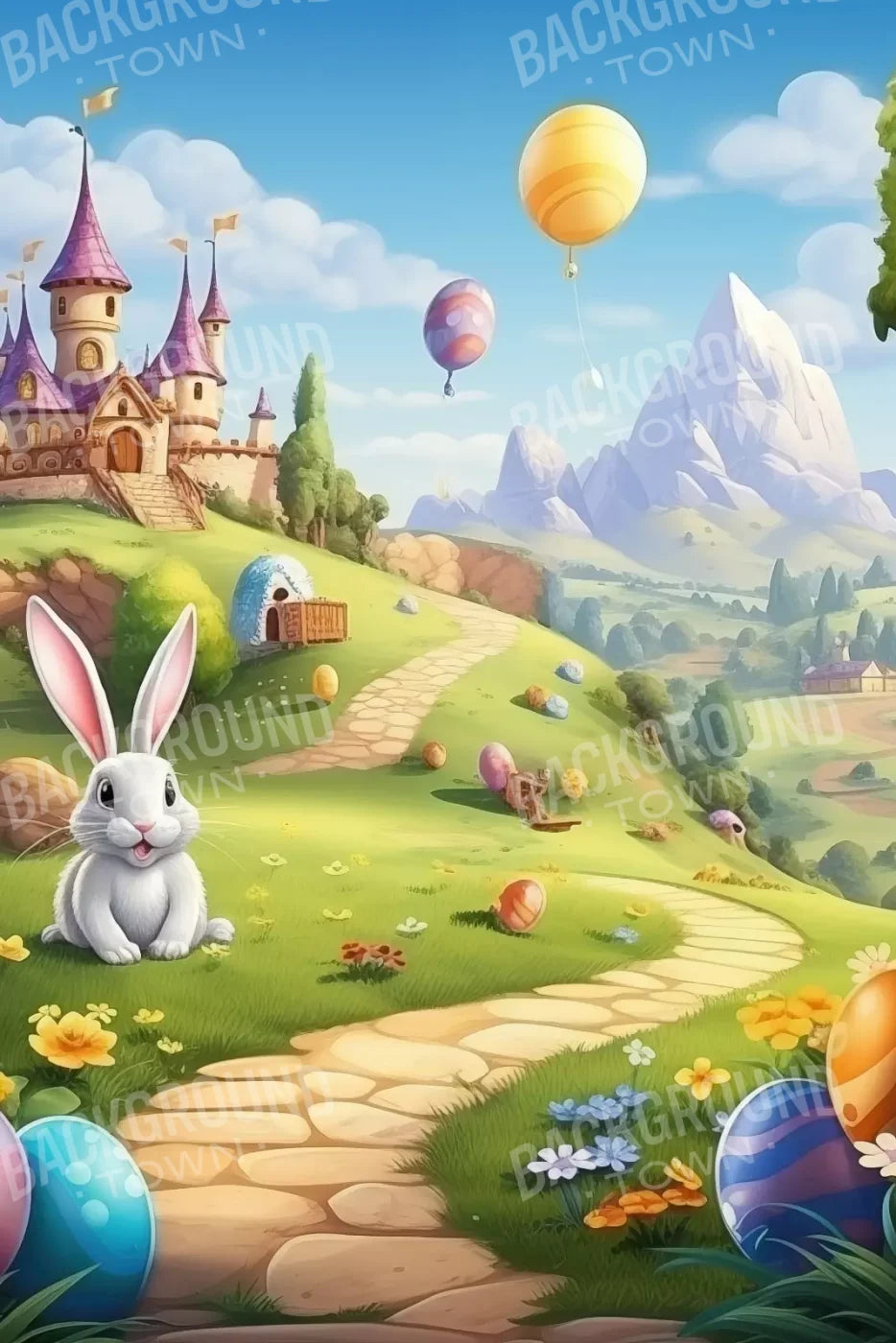 Thumper Easter Trail 8’X12’ Ultracloth (96 X 144 Inch) Backdrop