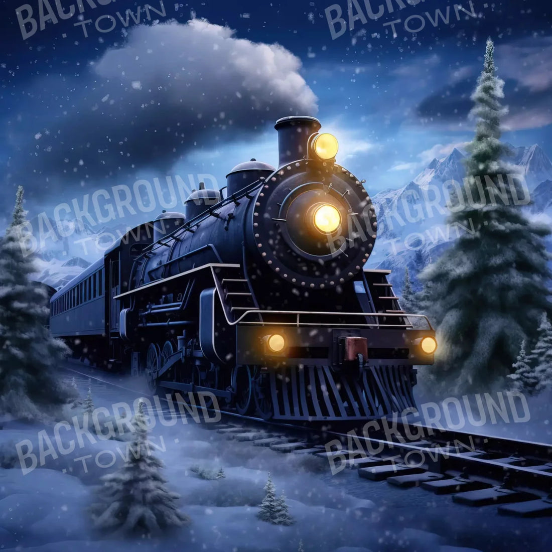 Train In Mountain Snow 10X10 Ultracloth ( 120 X Inch ) Backdrop