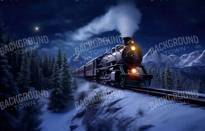 Train In Snowy Mountains 12X8 Ultracloth ( 144 X 96 Inch ) Backdrop