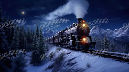 Train In Snowy Mountains 14X8 Ultracloth ( 168 X 96 Inch ) Backdrop