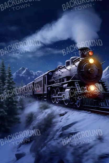 Train In Snowy Mountains 5X8 Ultracloth ( 60 X 96 Inch ) Backdrop