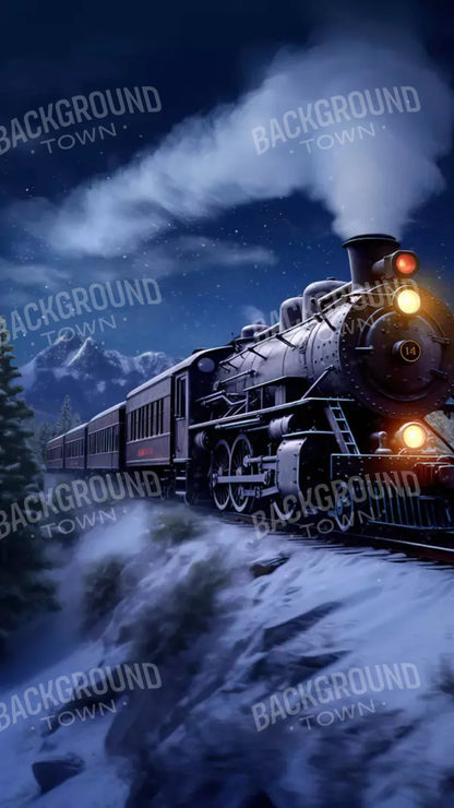 Train In Snowy Mountains 8X14 Ultracloth ( 96 X 168 Inch ) Backdrop