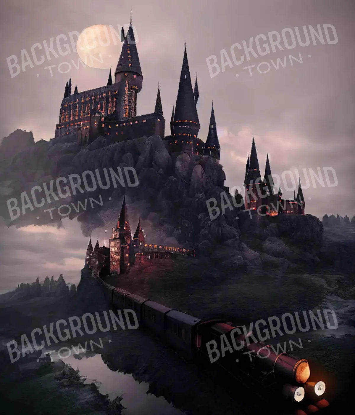 Train To Castle 10X12 Ultracloth ( 120 X 144 Inch ) Backdrop