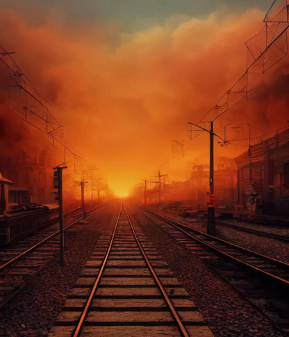 Traintrack Sunrise 10X12 Ultracloth ( 120 X 144 Inch ) Backdrop