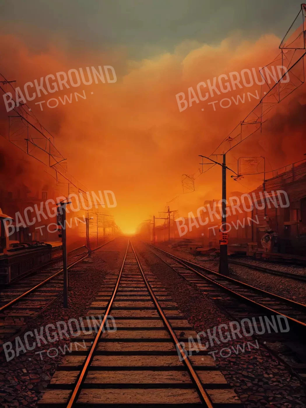Traintrack Sunrise 5X7 Ultracloth ( 60 X 84 Inch ) Backdrop