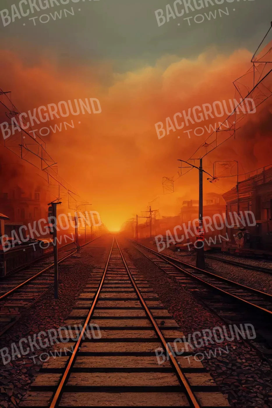Traintrack Sunrise 5X8 Ultracloth ( 60 X 96 Inch ) Backdrop
