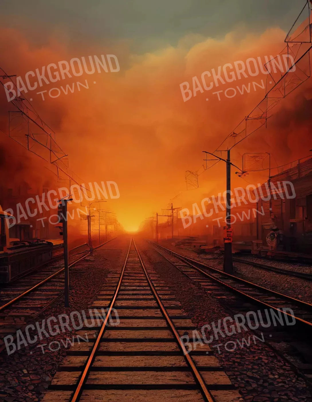 Traintrack Sunrise 6X8 Fleece ( 72 X 96 Inch ) Backdrop