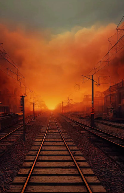 Traintrack Sunrise 8X12 Ultracloth ( 96 X 144 Inch ) Backdrop