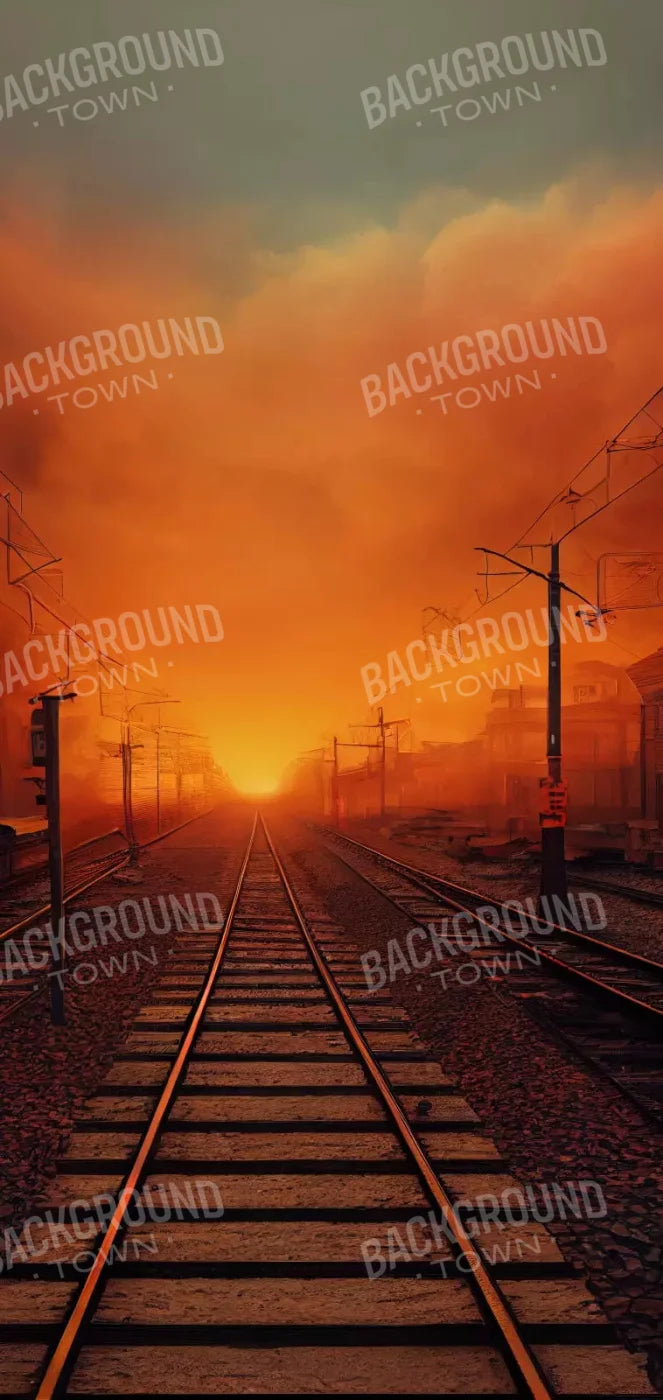 Traintrack Sunrise 8X16 Ultracloth ( 96 X 192 Inch ) Backdrop