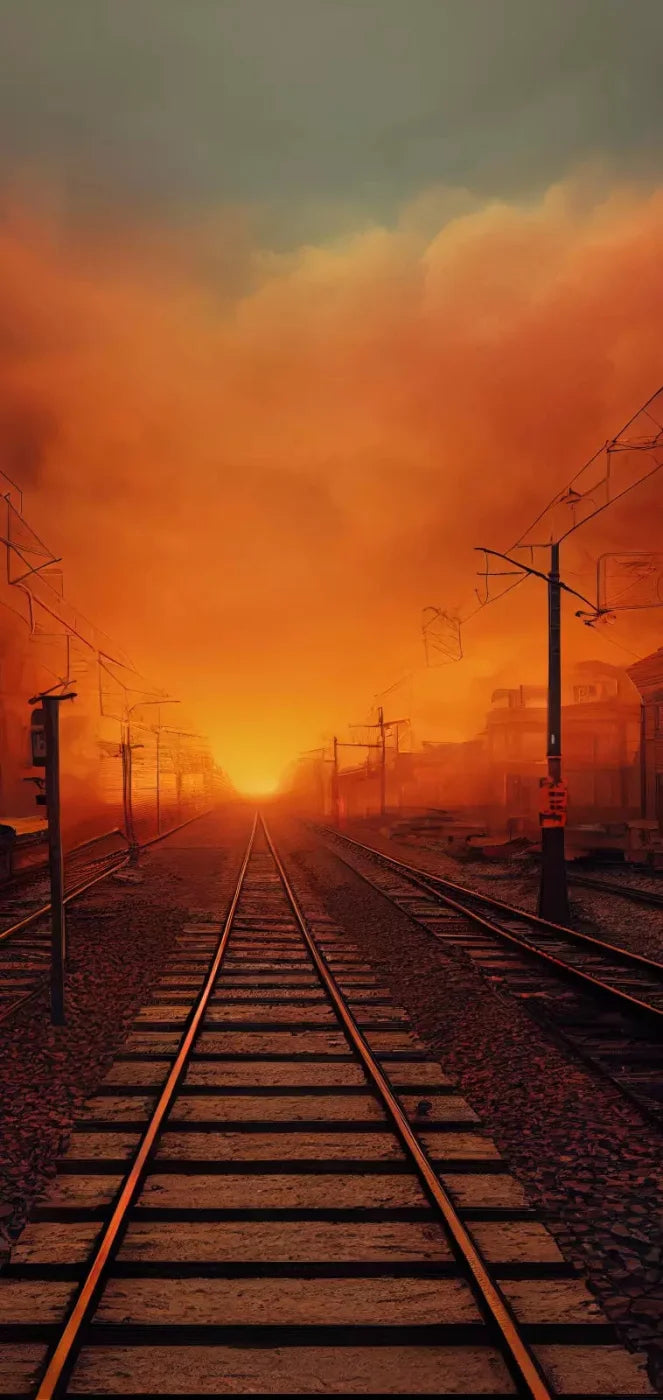 Traintrack Sunrise 8X16 Ultracloth ( 96 X 192 Inch ) Backdrop