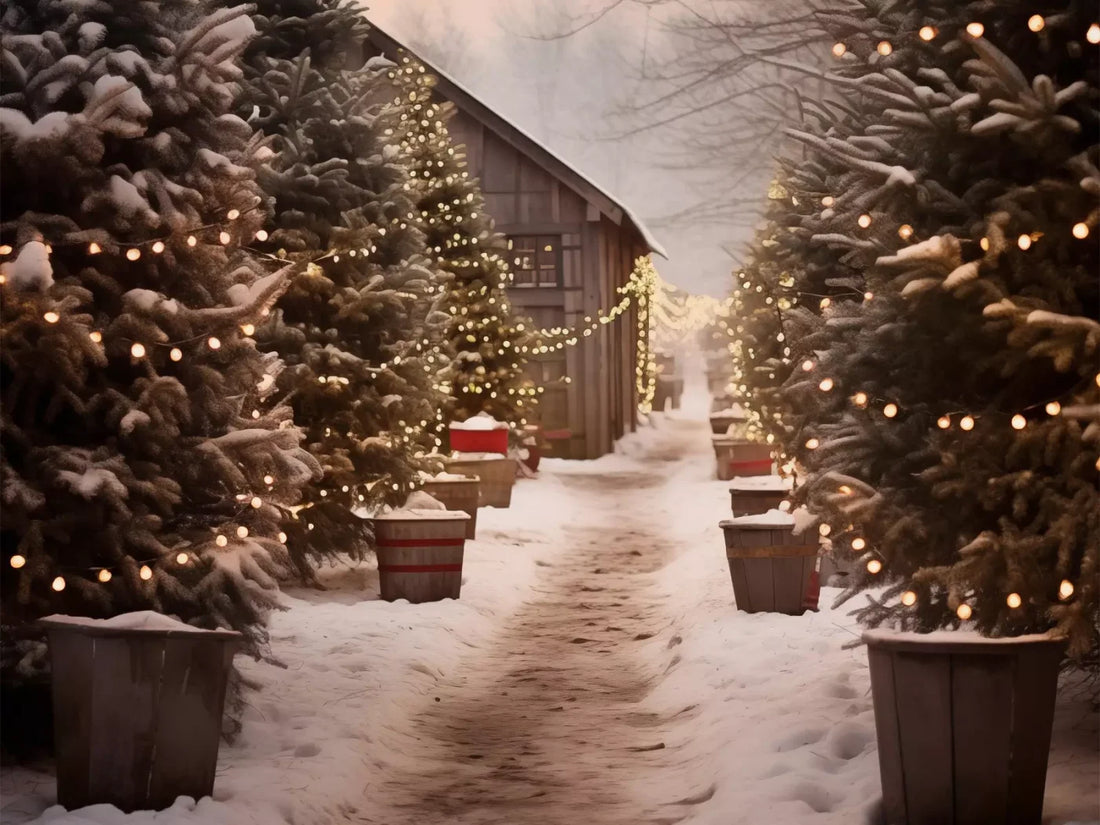 Tree Farm 1 68X5 Fleece ( 80 X 60 Inch ) Backdrop