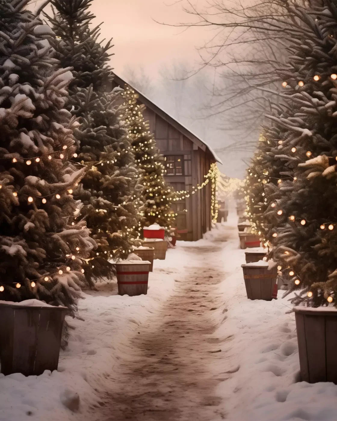 Tree Farm 2 8X10 Fleece ( 96 X 120 Inch ) Backdrop
