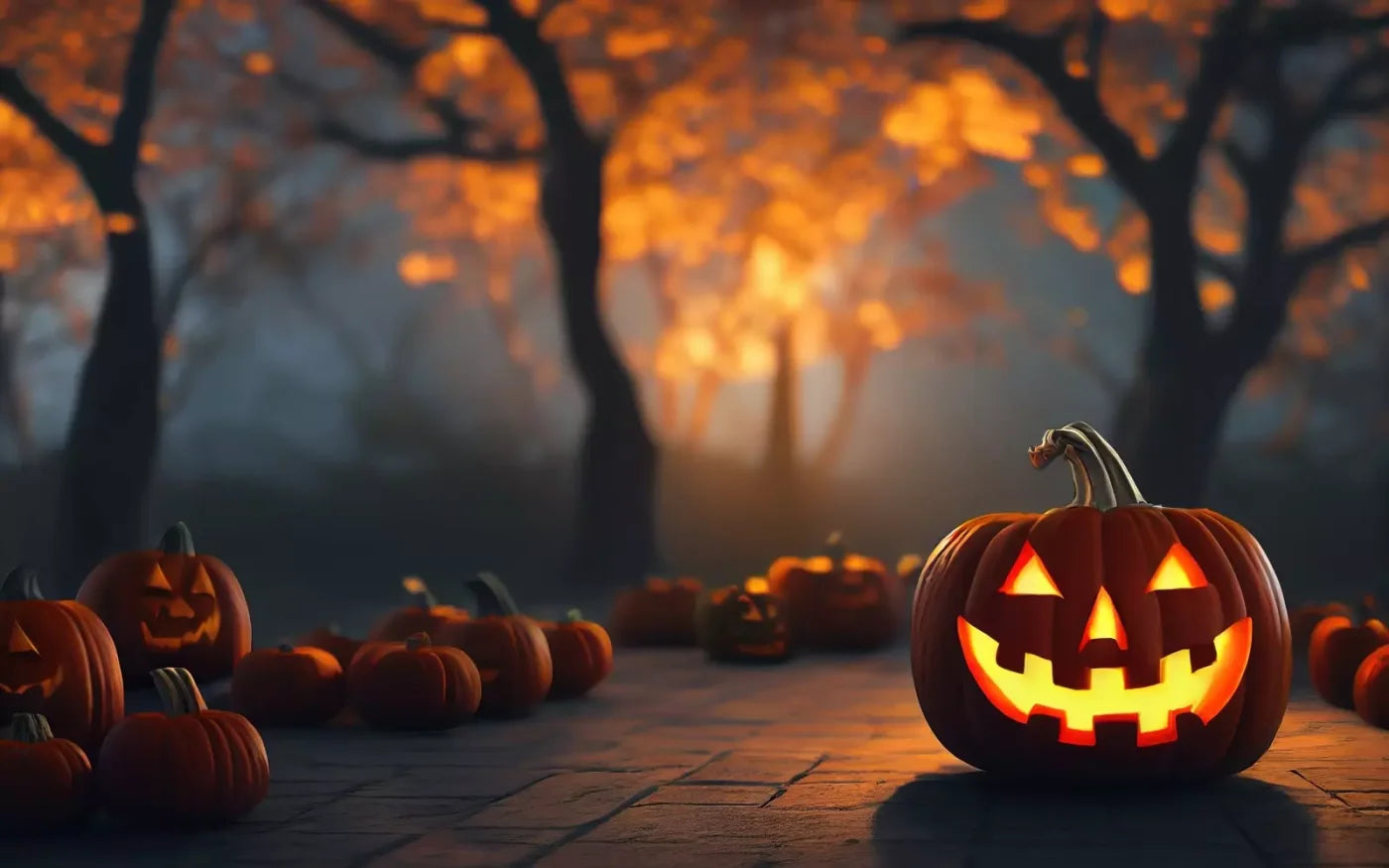 Trick Or Treat Night 8’X5’ Ultracloth (96 X 60 Inch) Backdrop