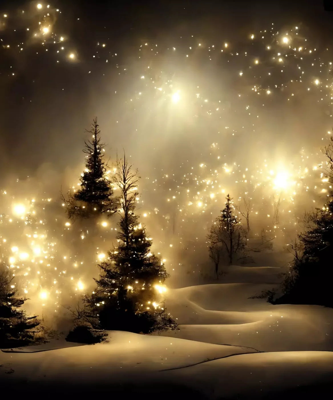Twinkling Snowscape 10’X12’ Ultracloth (120 X 144 Inch) Backdrop