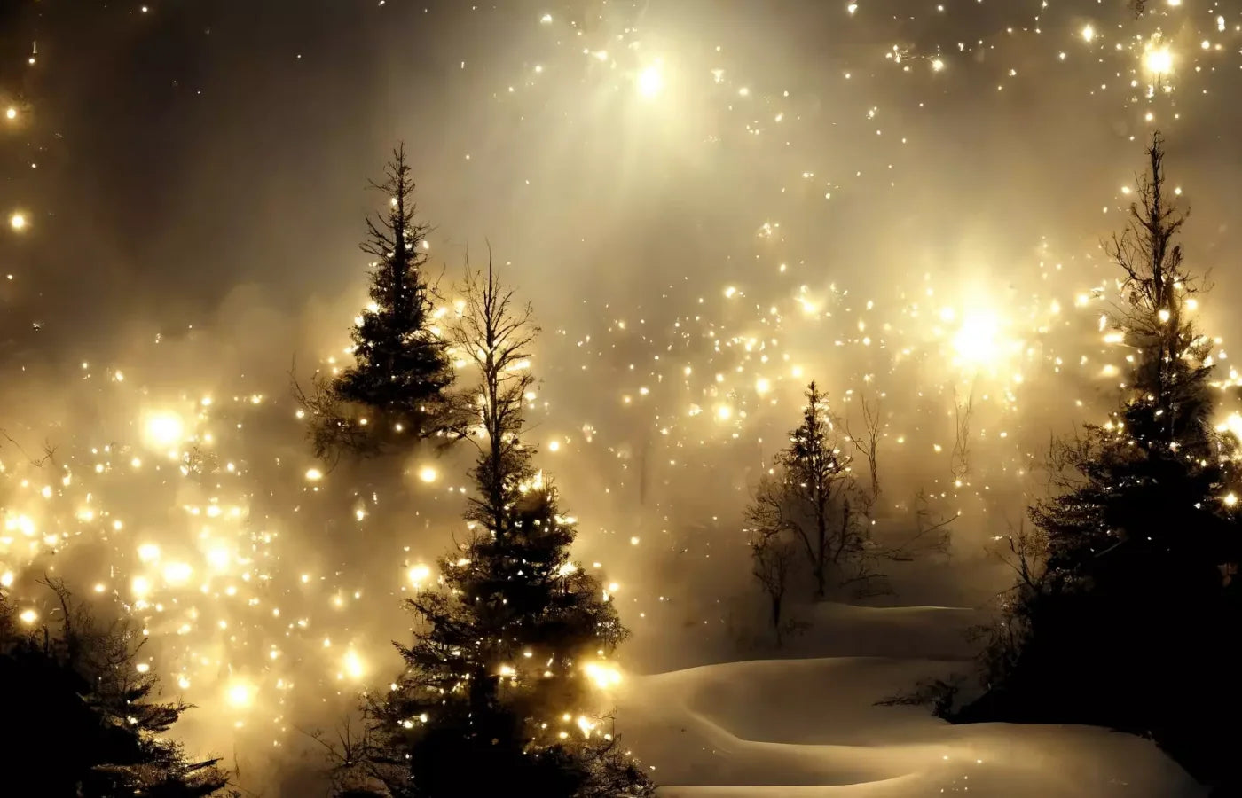 Twinkling Snowscape 14’X9’ Ultracloth (168 X 108 Inch) Backdrop