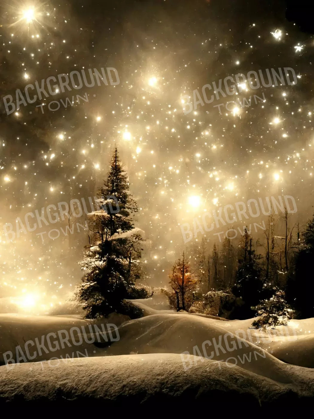 Twinkling Snowscape Ii 6’X8’ Fleece (72 X 96 Inch) Backdrop