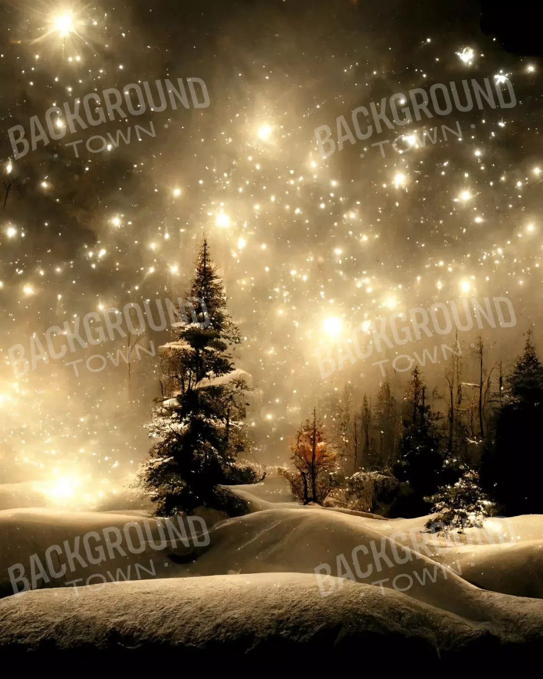 Twinkling Snowscape Ii 8’X10’ Fleece (96 X 120 Inch) Backdrop