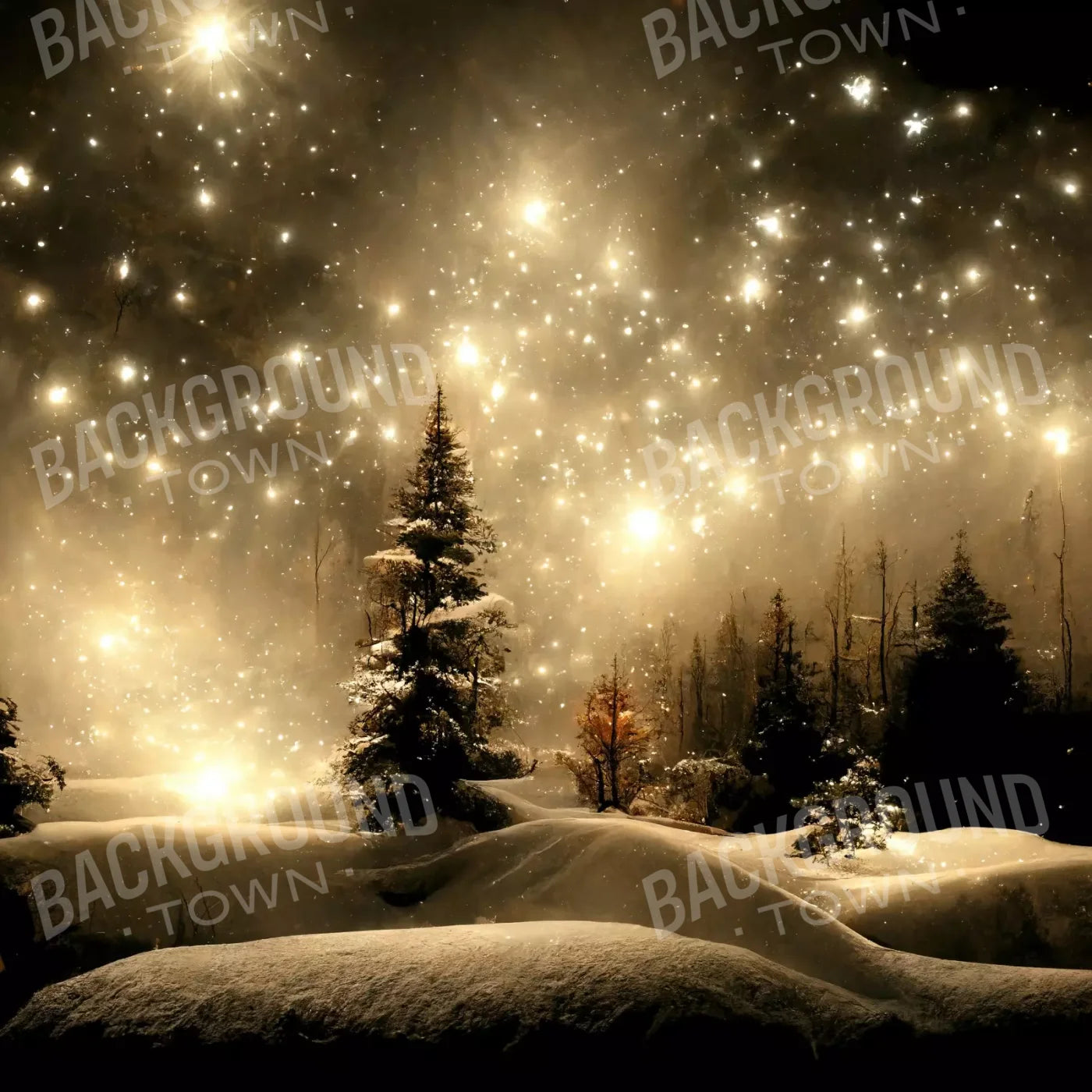 Twinkling Snowscape Ii 8’X8’ Fleece (96 X Inch) Backdrop