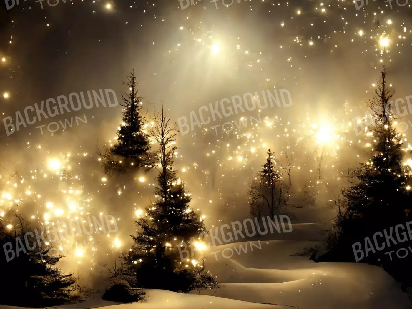 Twinkling Snowscape 6’8X5’ Fleece (80 X 60 Inch) Backdrop