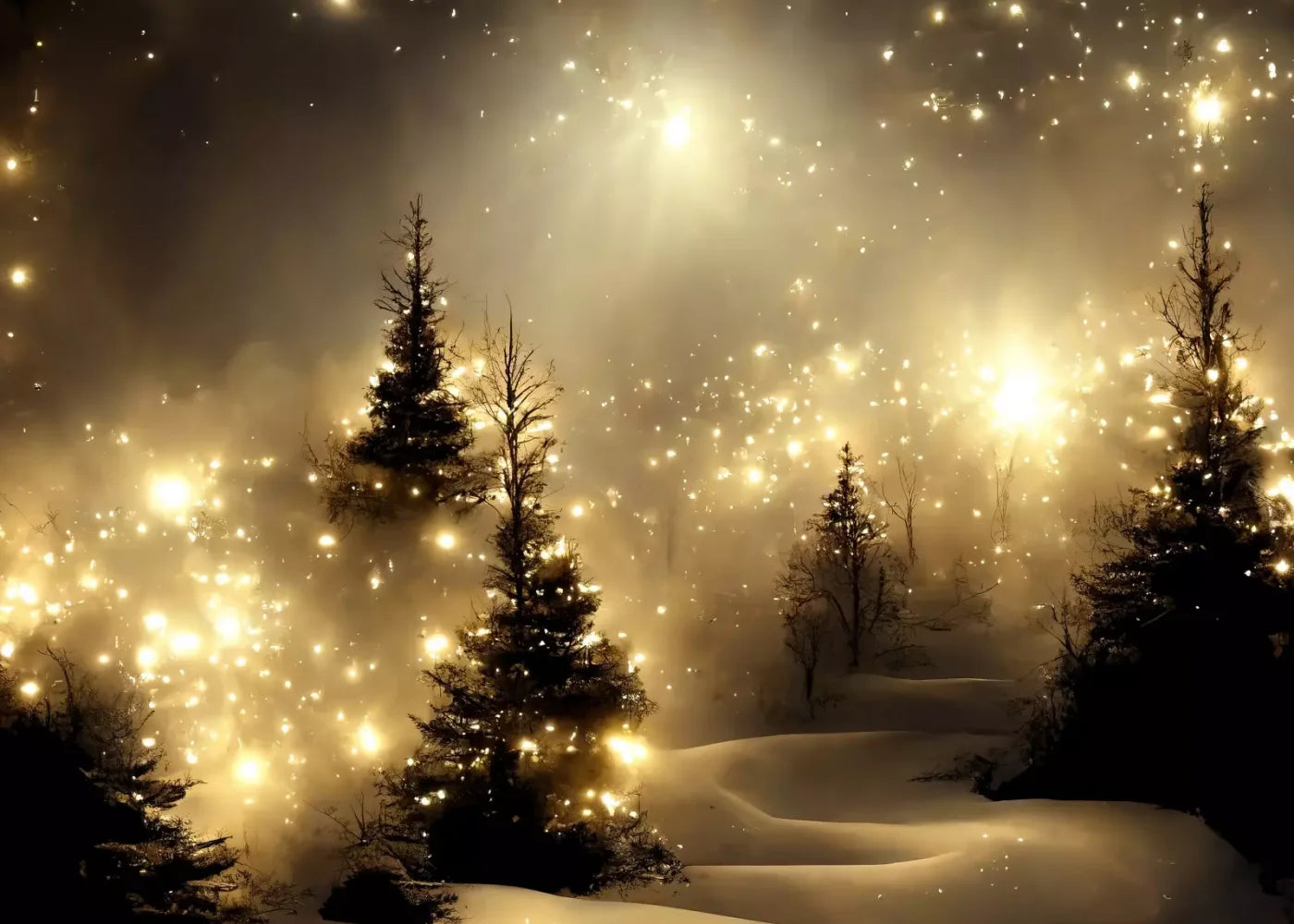 Twinkling Snowscape 7’X5’ Ultracloth (84 X 60 Inch) Backdrop