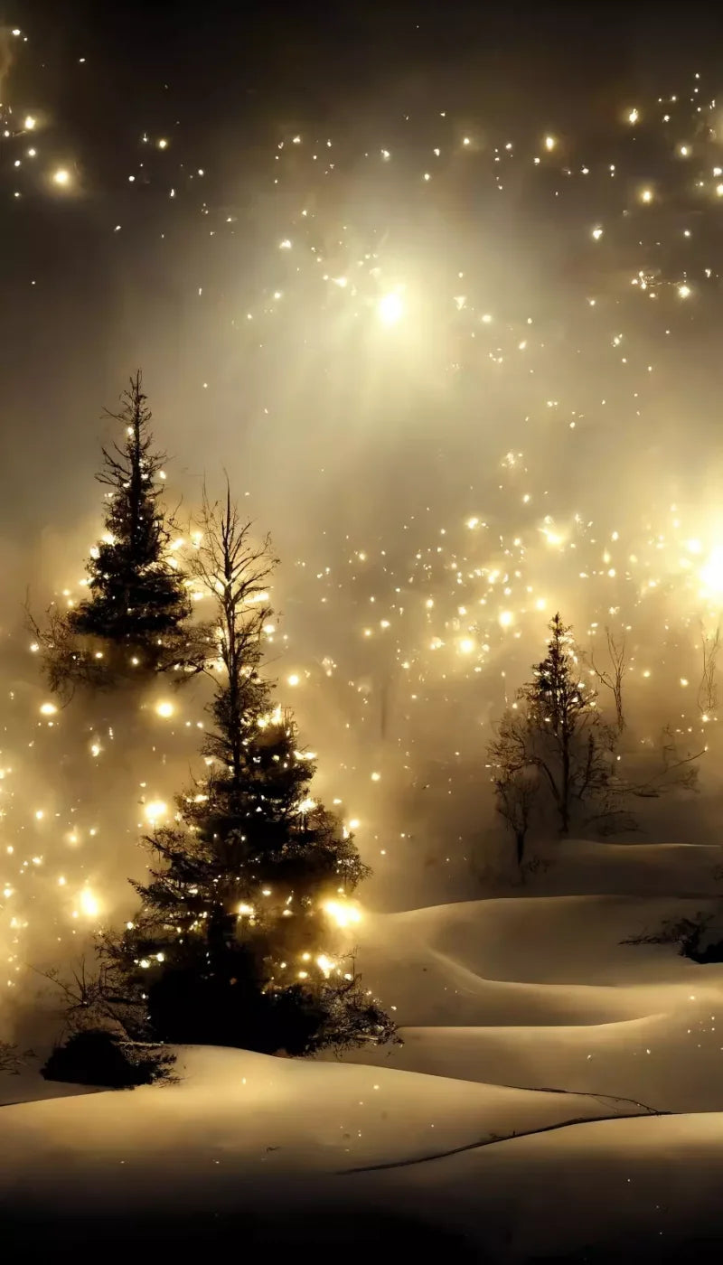 Twinkling Snowscape 8’X14’ Ultracloth (96 X 168 Inch) Backdrop
