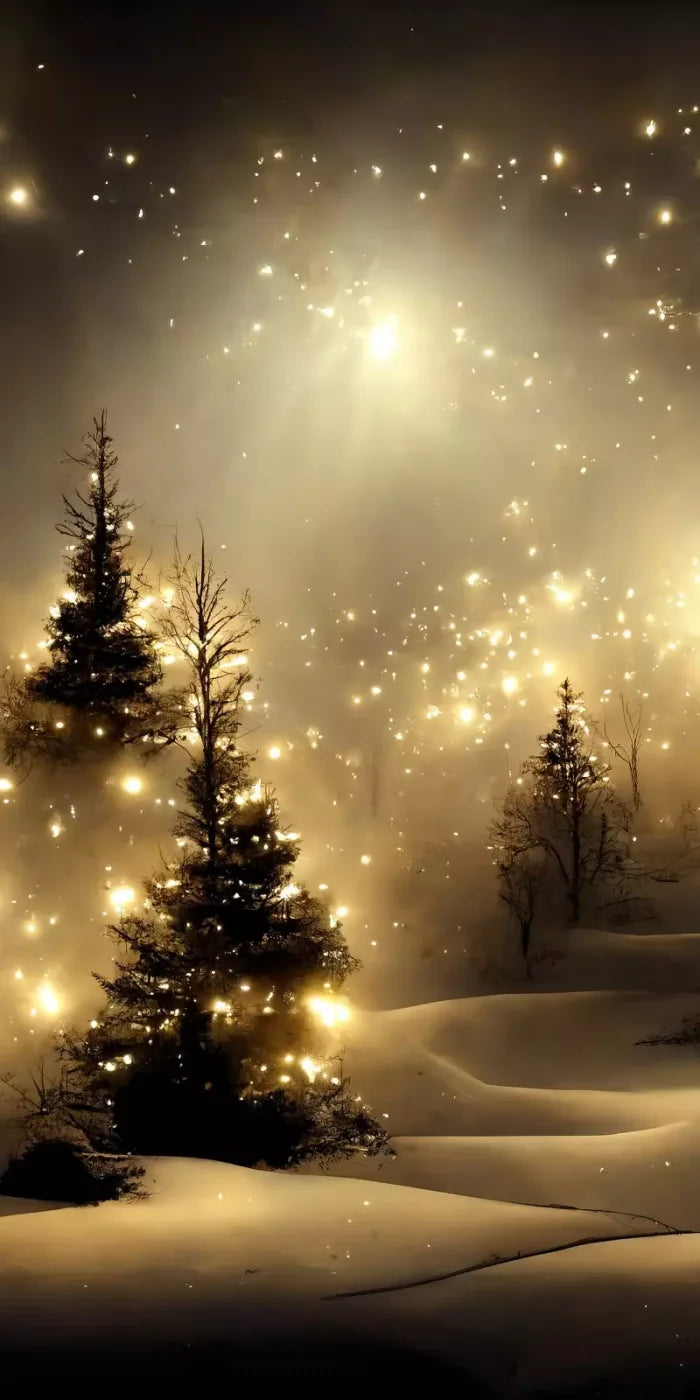 Twinkling Snowscape 8’X16’ Ultracloth (96 X 192 Inch) Backdrop