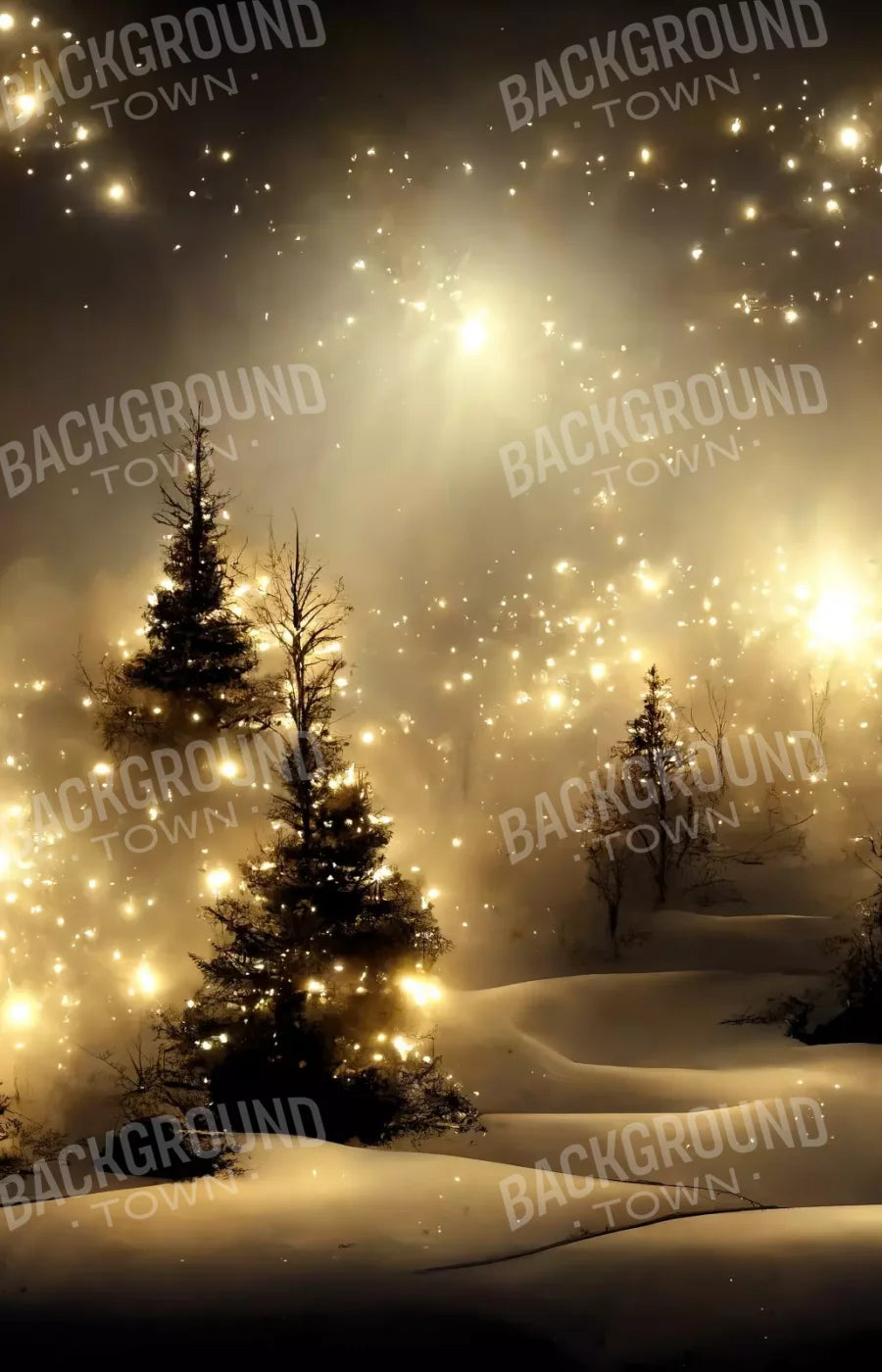 Twinkling Snowscape 9’X14’ Ultracloth (108 X 168 Inch) Backdrop