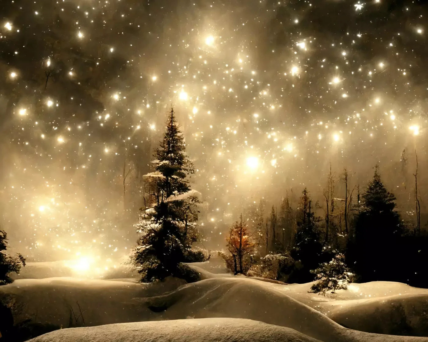 Twinkling Snowscape Ii 10’X8’ Fleece (120 X 96 Inch) Backdrop