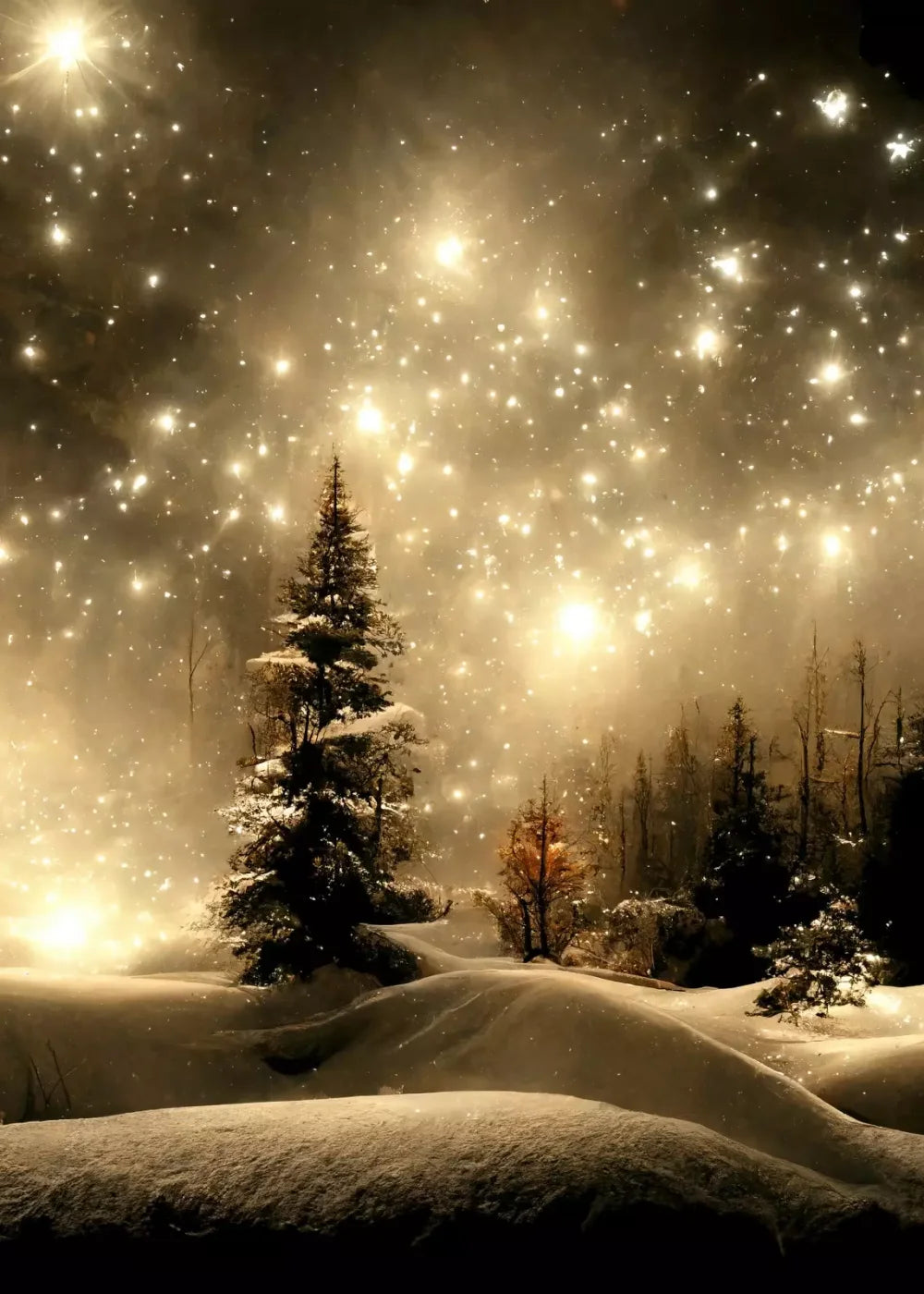 Twinkling Snowscape Ii 5’X7’ Ultracloth (60 X 84 Inch) Backdrop