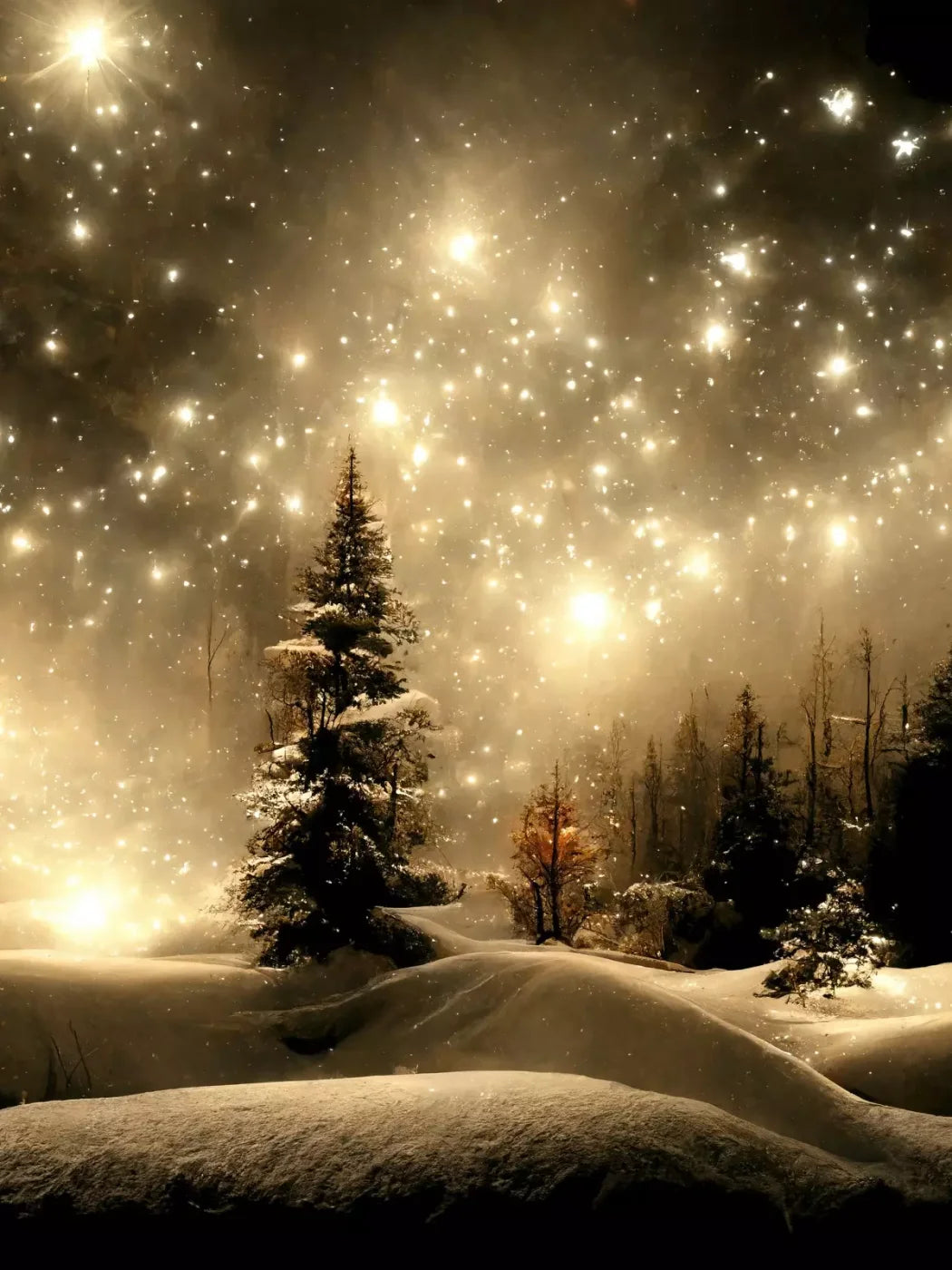 Twinkling Snowscape Ii 6’X8’ Fleece (72 X 96 Inch) Backdrop