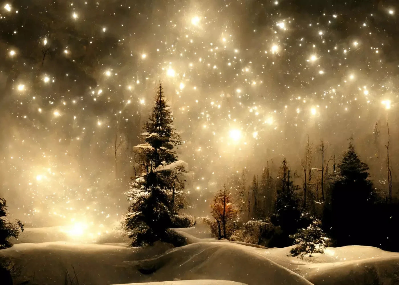 Twinkling Snowscape Ii 7’X5’ Ultracloth (84 X 60 Inch) Backdrop