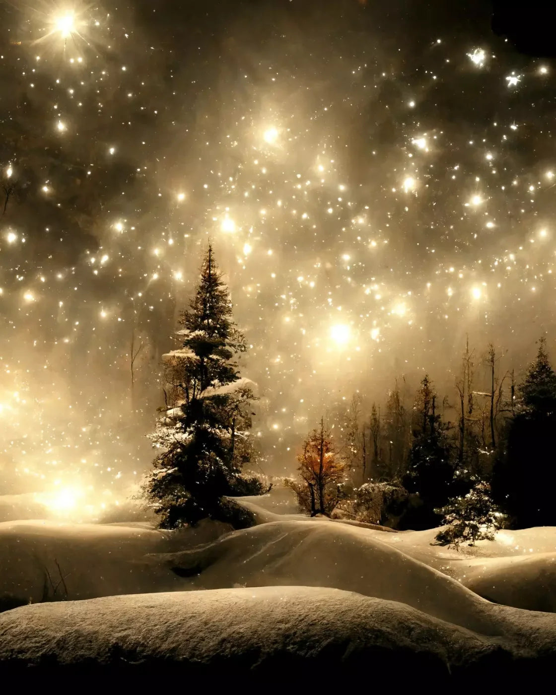 Twinkling Snowscape Ii 8’X10’ Fleece (96 X 120 Inch) Backdrop