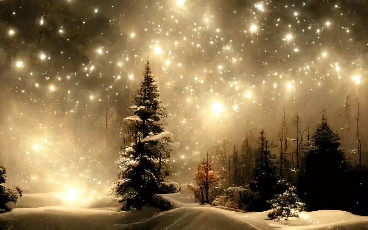 Twinkling Snowscape Ii 8’X5’ Ultracloth (96 X 60 Inch) Backdrop