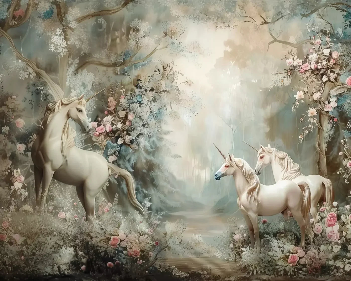 Unicorn Family 10’X8’ Fleece (120 X 96 Inch) Backdrop