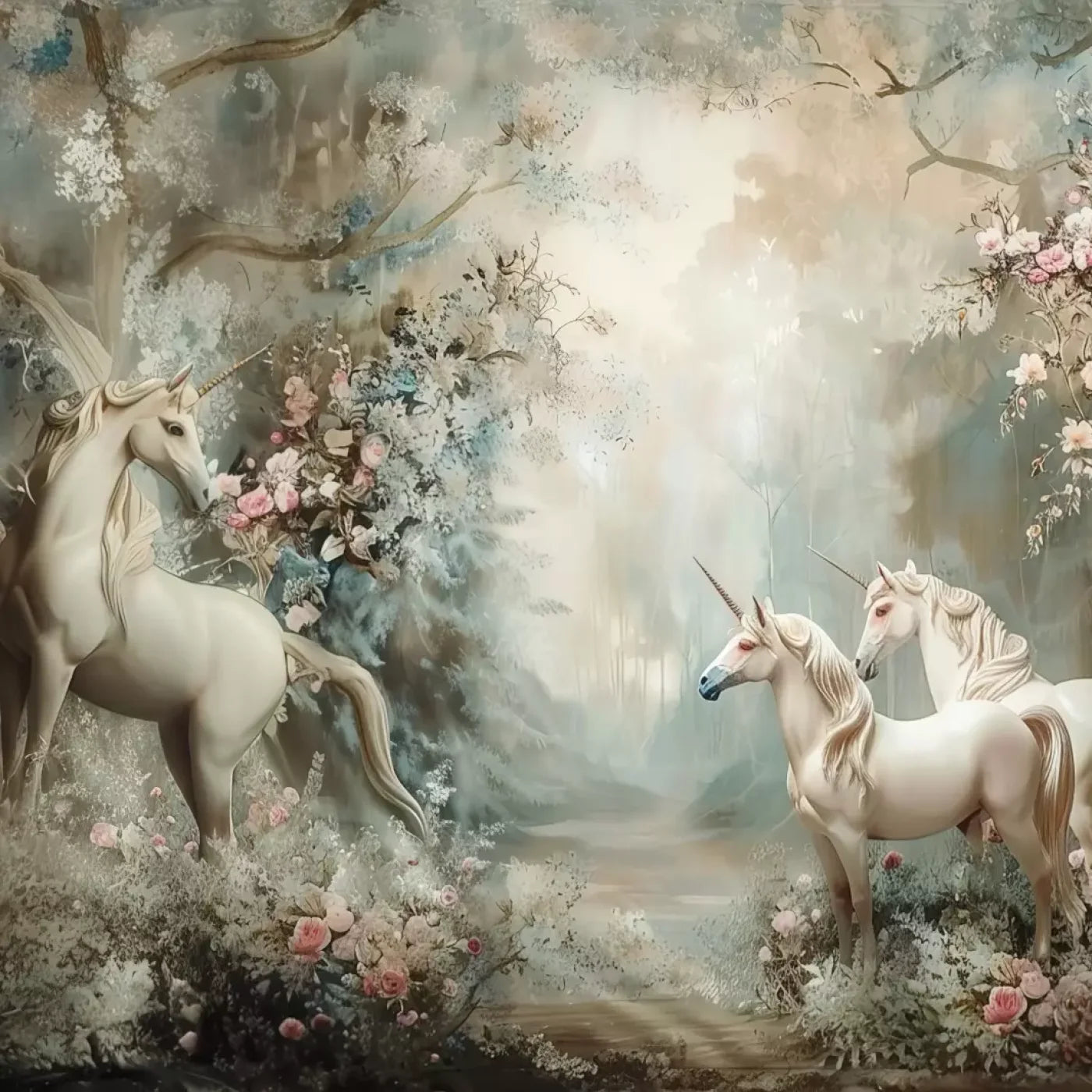 Unicorn Family 8’X8’ Fleece (96 X Inch) Backdrop