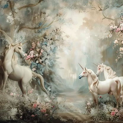 Unicorn Family 8’X8’ Fleece (96 X Inch) Backdrop