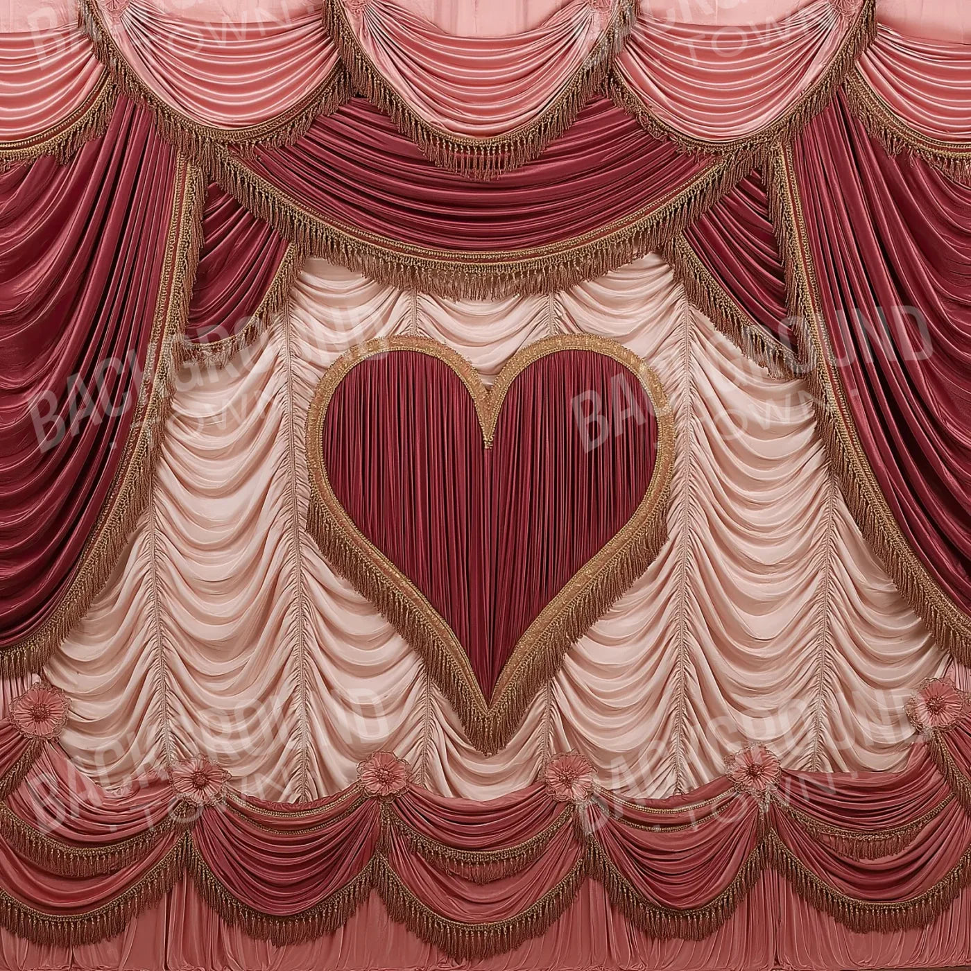 Valentines Day Heart Theater 8’x8’ Fleece (96 x 96 inch) Backdrop