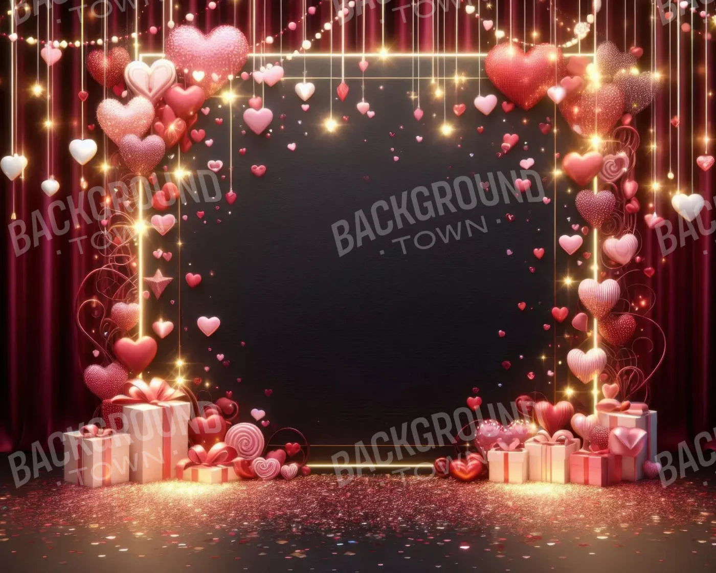 Valentines Hearts 10’X8’ Fleece (120 X 96 Inch) Backdrop