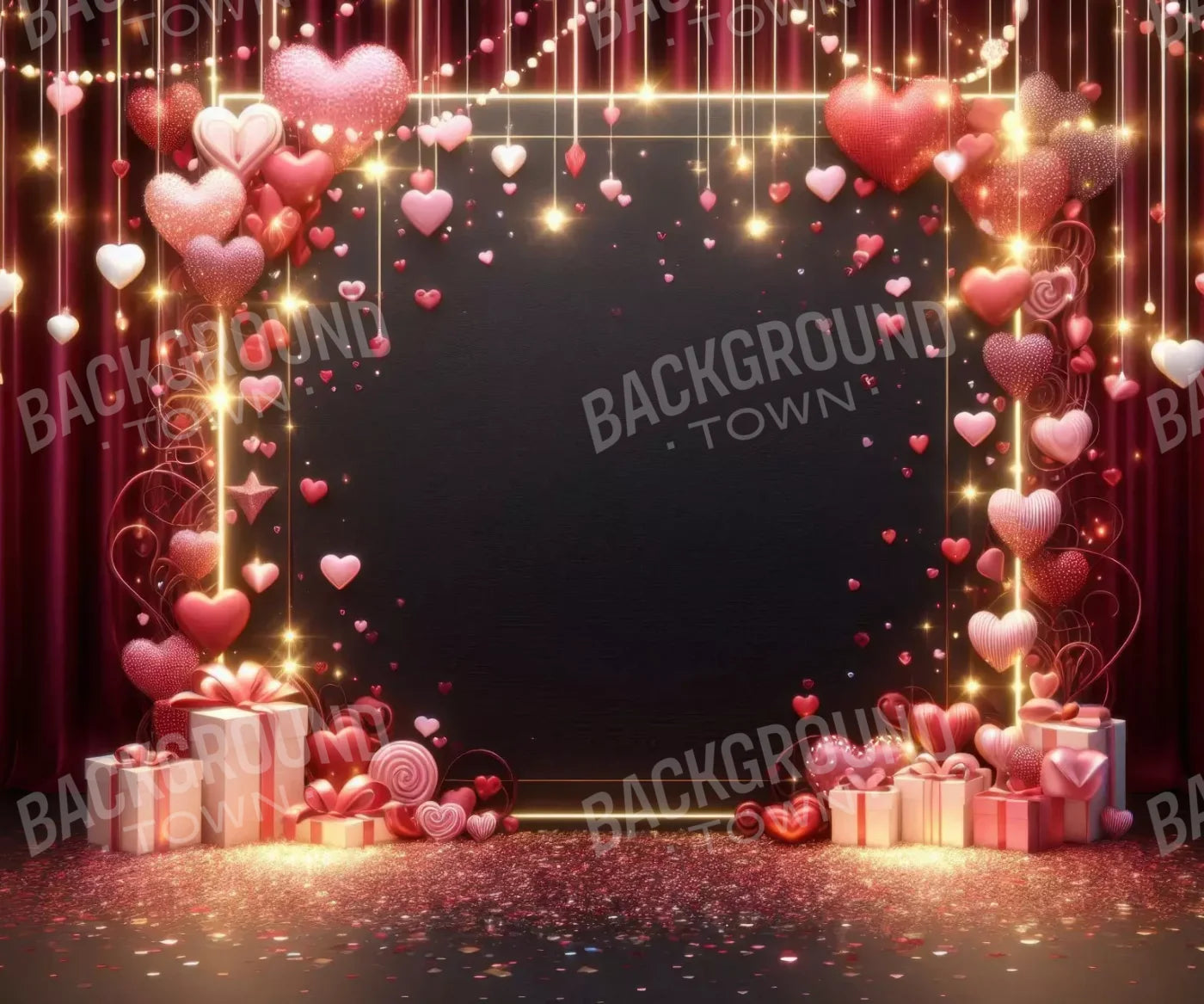 Valentines Hearts 12’X10’ Ultracloth (144 X 120 Inch) Backdrop