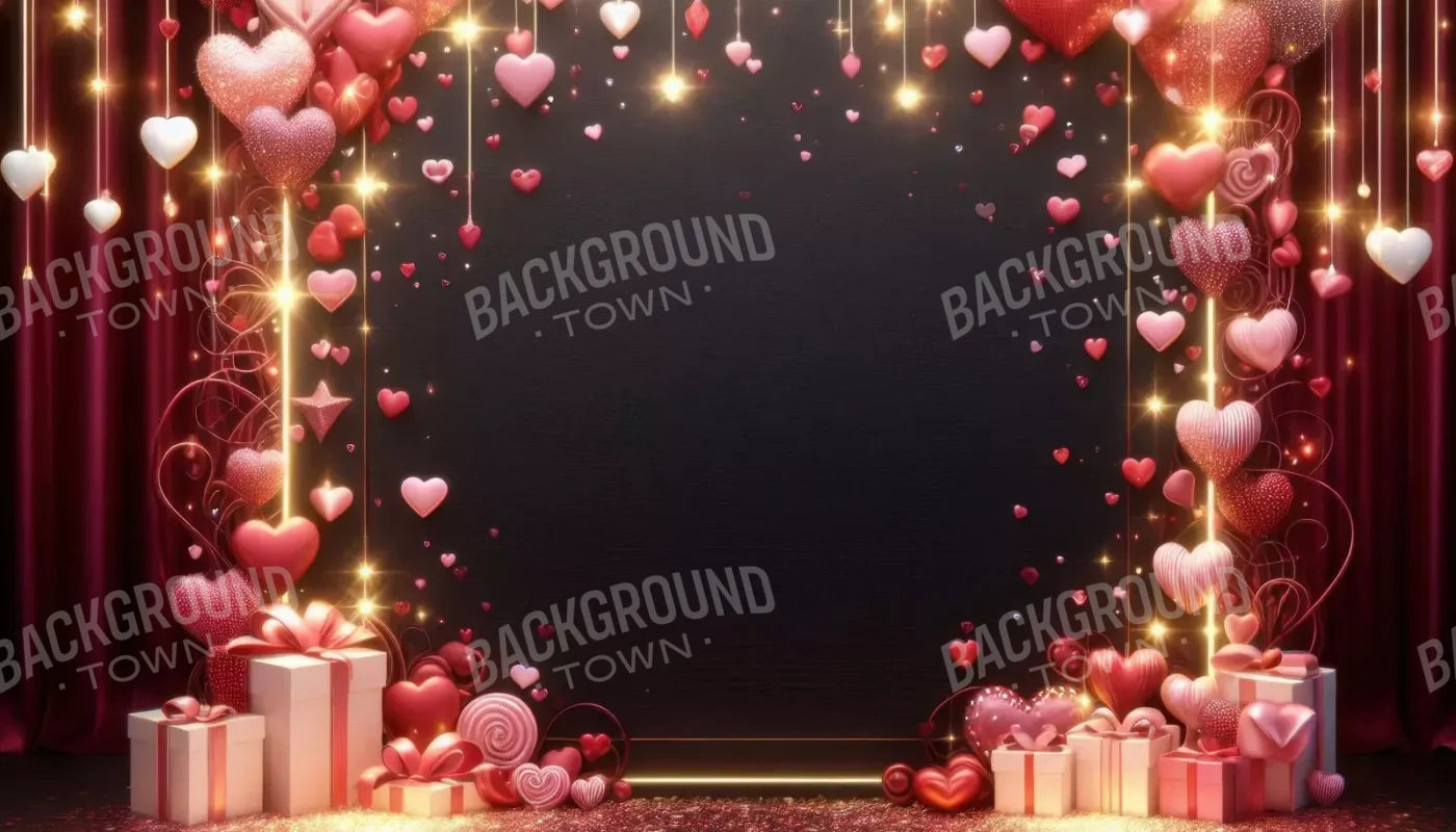 Valentines Hearts 14’X8’ Ultracloth (168 X 96 Inch) Backdrop