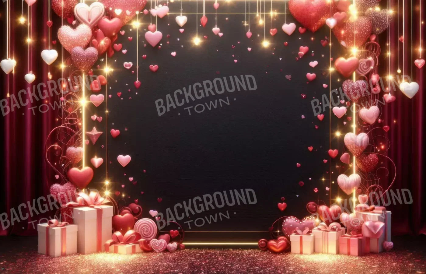 Valentines Hearts 14’X9’ Ultracloth (168 X 108 Inch) Backdrop