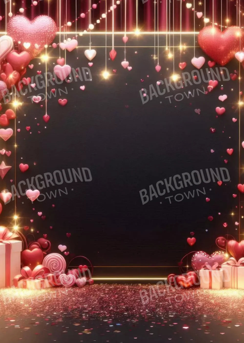 Valentines Hearts 5’X7’ Ultracloth (60 X 84 Inch) Backdrop